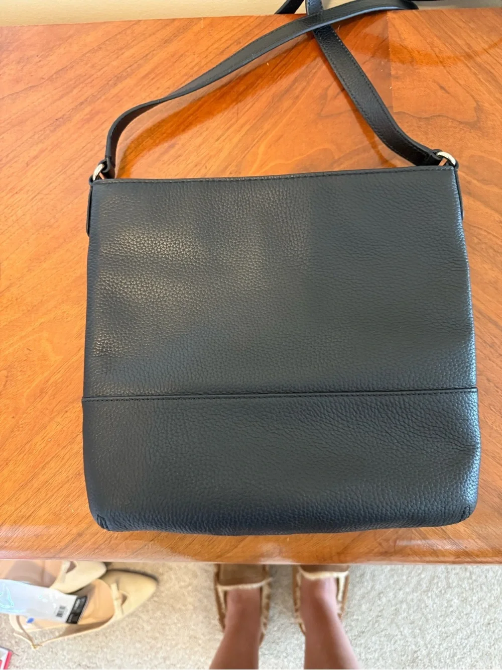 kate spade Black Pebbled Leather Messenger Bag